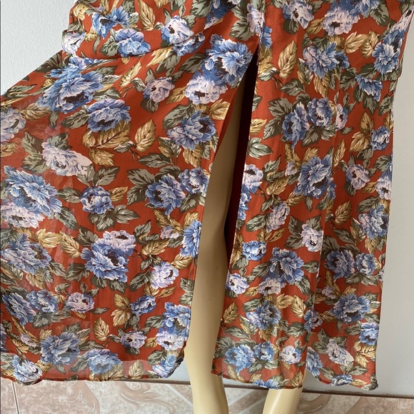 Floret Studios Floral Ruched Long Sleeve Dress Size L - Picture 5 of 10